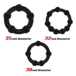 Beast Rings Lot de 3 mini cockrings souples Beaded Set Noirs